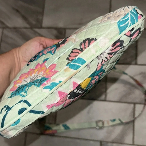 Vera Bradley Iconic Triple Zip Hipster Crossbody Mint Floral Pattern - Picture 15 of 15